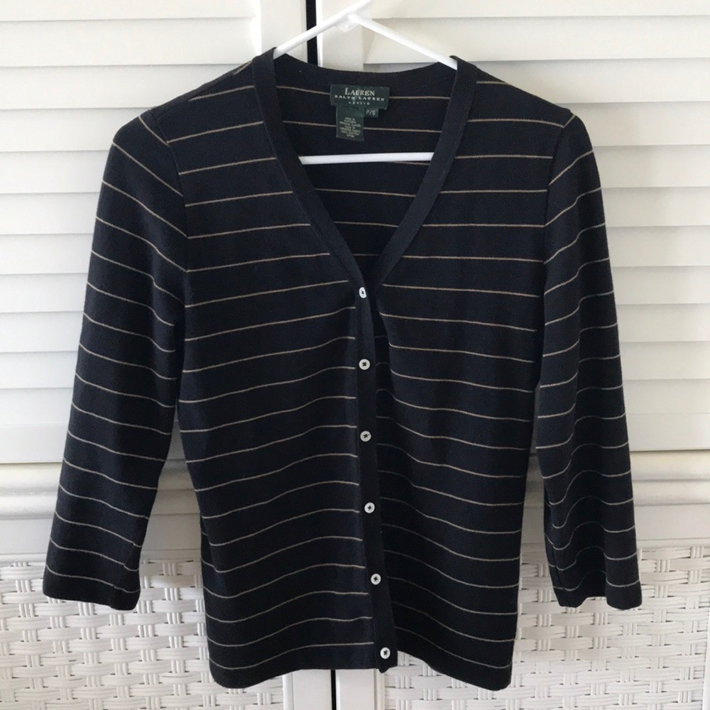 Ralph Lauren petite small black gold cardigan top